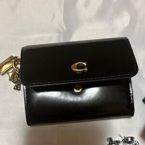 Coach Black Wallet with Gold Accents